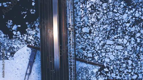 Canvas Print frozen train bridge