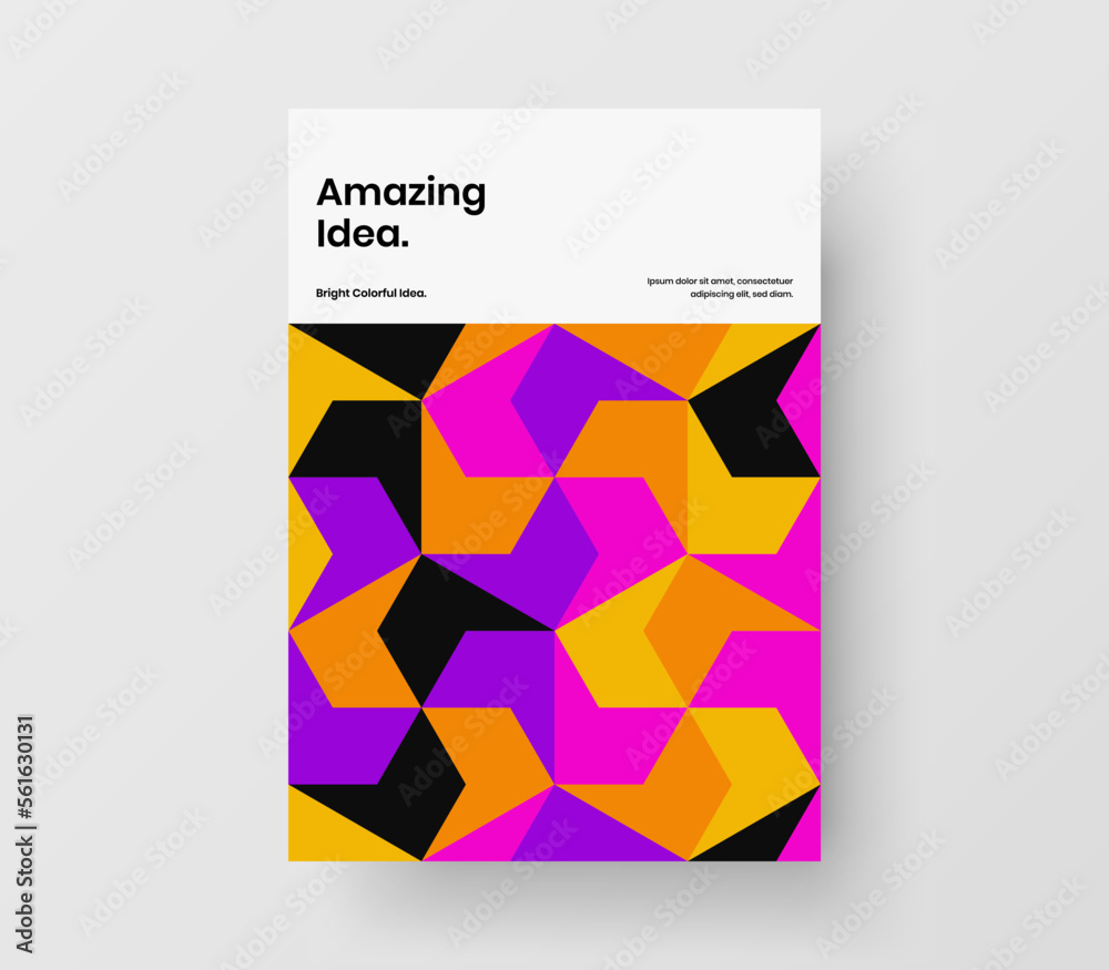 Fototapeta premium Simple mosaic hexagons annual report concept. Unique journal cover vector design template.