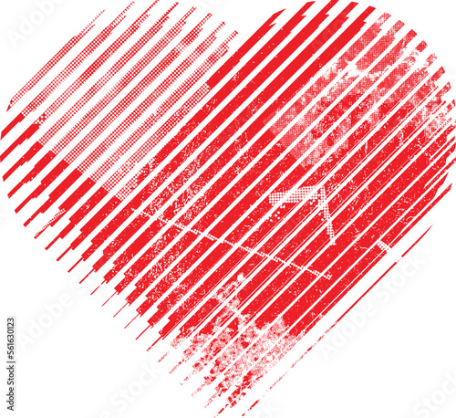 Glitch distorted heart shape . Minimal art design . Noise destroyed circle logo . Trendy defect error shapes . Glitched frame .Broken effect . Grunge texture . Distress effect .vector 