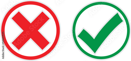 yes or no illustration. Check mark Icon. Right and wrong. isolated