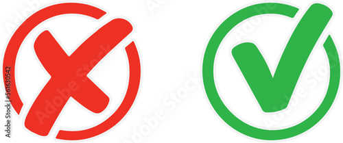 yes or no illustration. Check mark Icon. Right and wrong. isolated