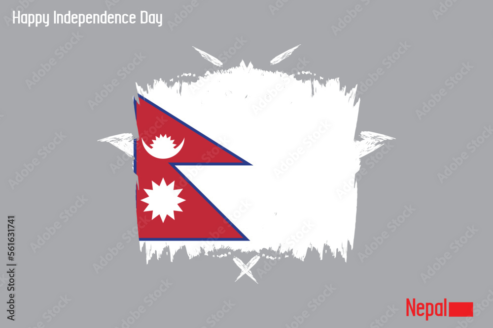 Obraz premium Nepal National Flag Artistic Grunge Brush Stroke Concept Vector Design 