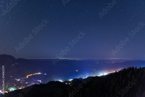City of Smolyan with lights under a sky with stars