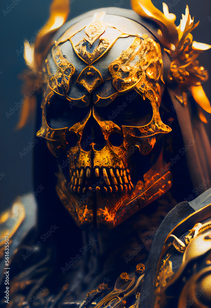 Spartan warrior skull in helmet. skull viking fighter. Generative