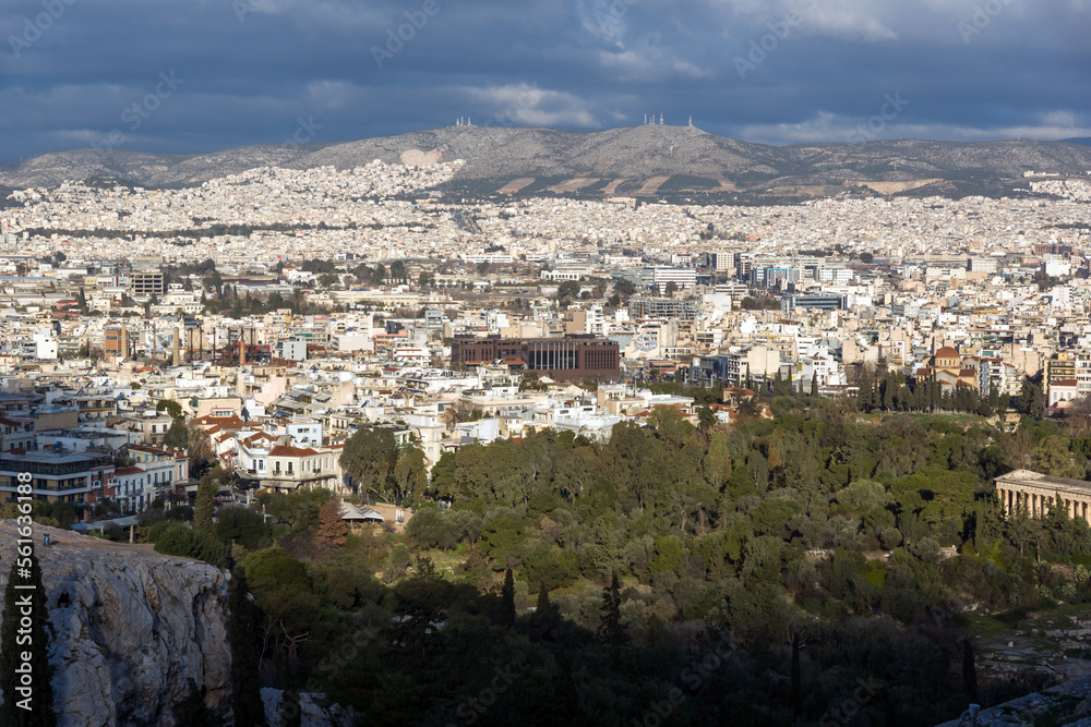 Panoramic view of Acropolis of Athens, Greece