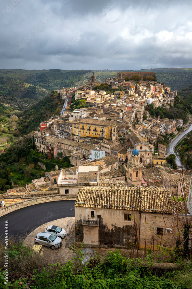 Vertical view at Ragusa Ibla is the oldest district in the historic center of Ragusa,Italy