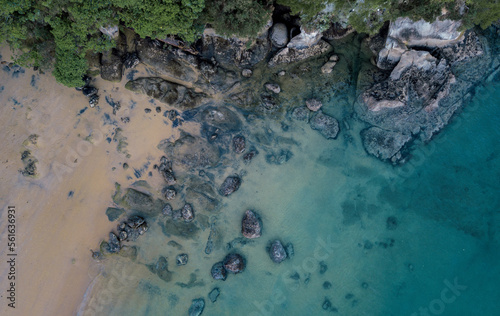 ocean coast rocks aerial drone 
