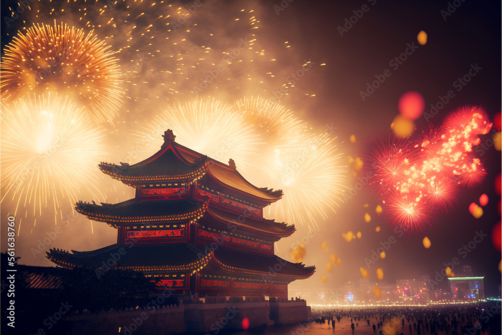 Chinese lunar new year 2023 celebration fireworks Chinese lunar new year 2023 celebration fireworks