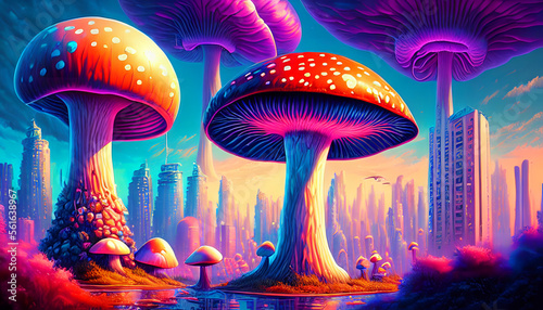 Giant mushrooms landscape