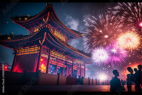 Chinese new year fireworks celebrations background