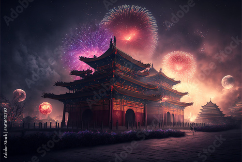 Chinese new year fireworks celebrations background