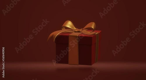 video gift box with golden ribbon