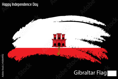 Gibraltar National Flag Brush Stroke Vecctor Design Flag of Gibraltar photo