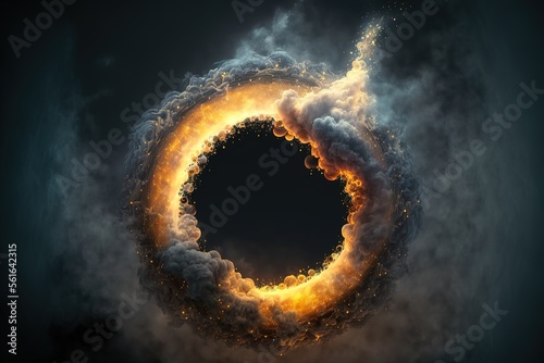 Fantasy portal effect. smoke moves in a circle. flying particles. AI