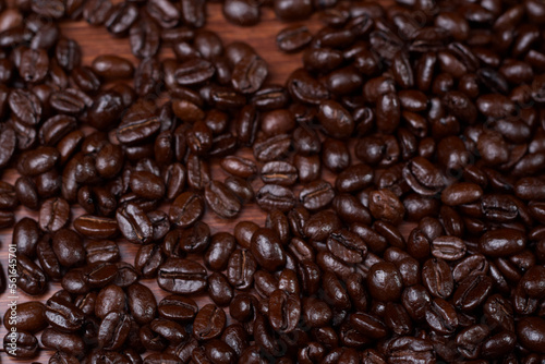coffee beans on a wood background