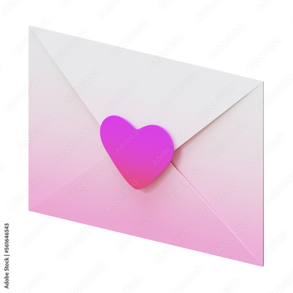 Valentine Love Letter Isometric 3D Render Element Valentine Love Letter Isometric 3D Render Element