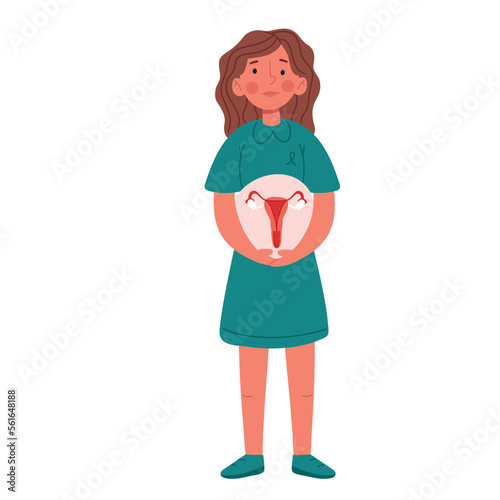 Woman health. Cervical cancer. Gynecology problems.Flat vector isolated illustration