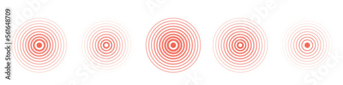 Abstract icon with red pain on white background for decoration design.Radial stomach pain. Vector illustrations Pattern elements isolated