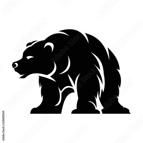 Sleek and modern silhouette bear logo design, perfect for a wide range of uses such as branding, packaging, and advertising. The simple yet striking black and white design features a majestic bear.