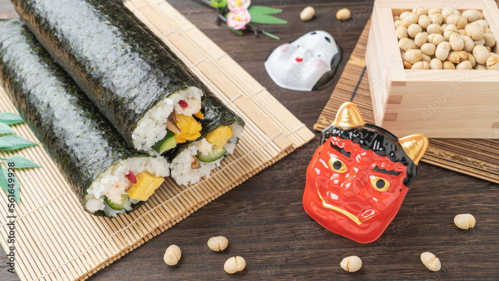 日本の文化|恵方巻き・豆まき 節分イメージ Stock Photo | Adobe Stock