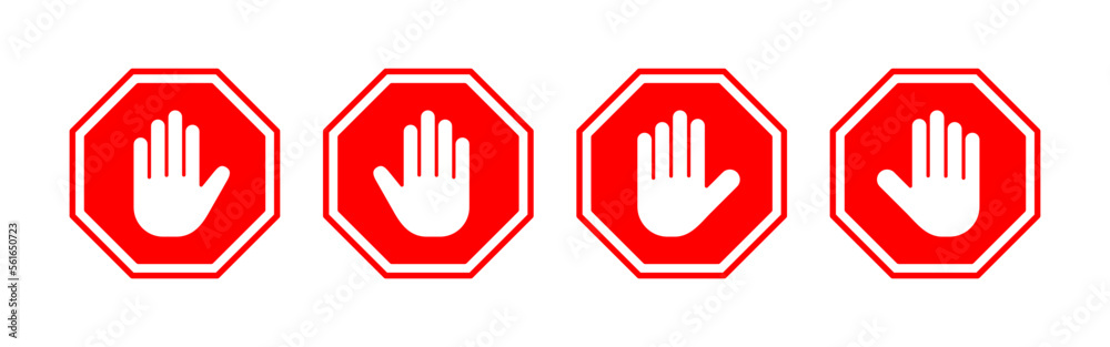 Stop icon vector for web and mobile app. stop road sign. hand stop sign and symbol. Do not enter stop red sign with hand