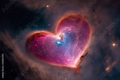 Heart shaped nebula. Heart galaxy. Astrological symbol of love