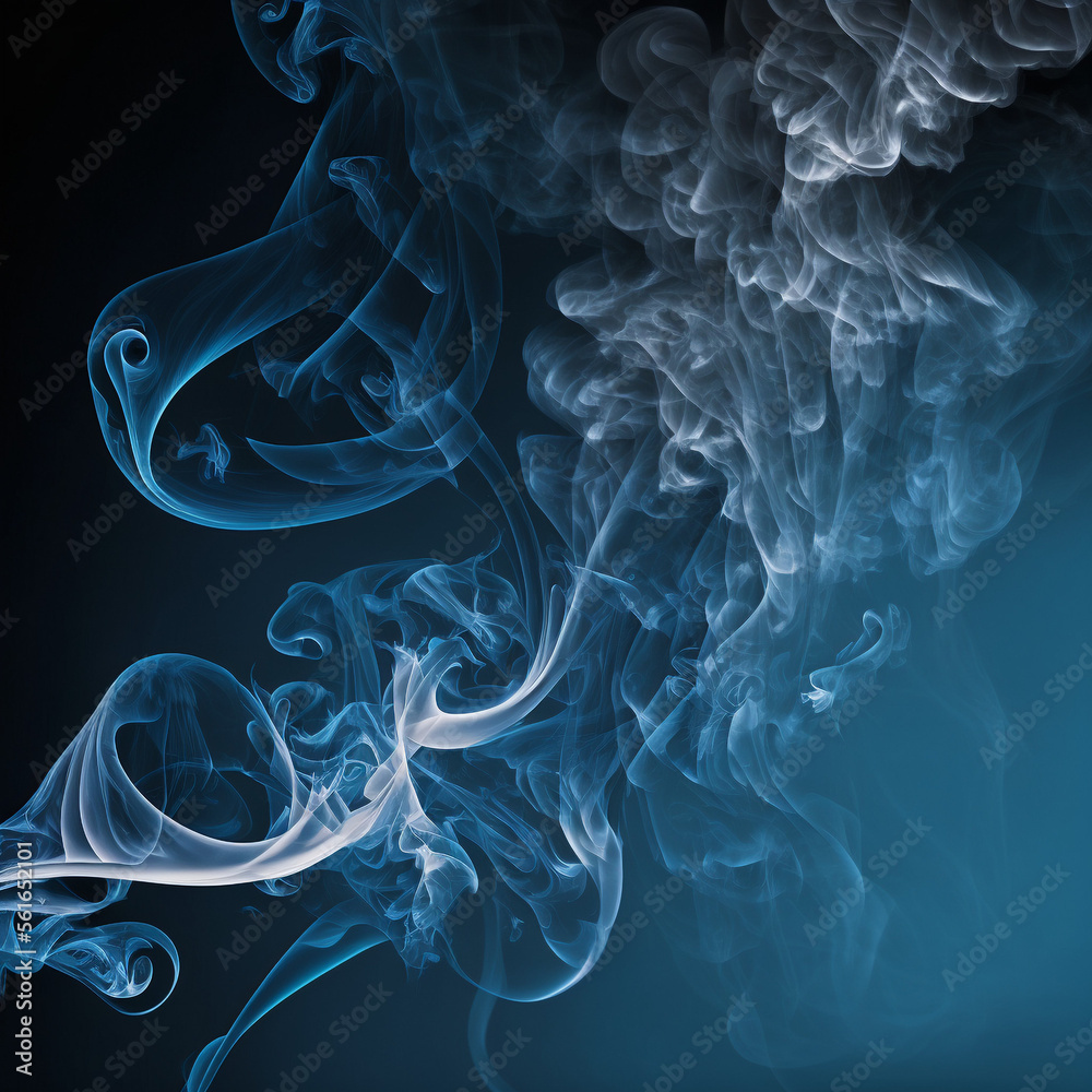 Fototapeta premium Blue and white smoke on a blue background