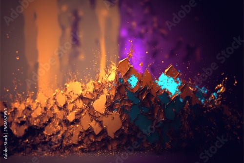 Structured modern Art with powerful colors, liquid color transitions and polygonal structures, universe, volumetric kighting, sharp, hyperrealistic created with generative ai technology