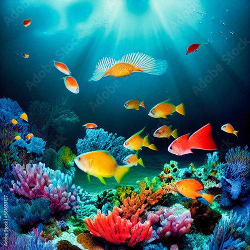 Coral reef and fishes