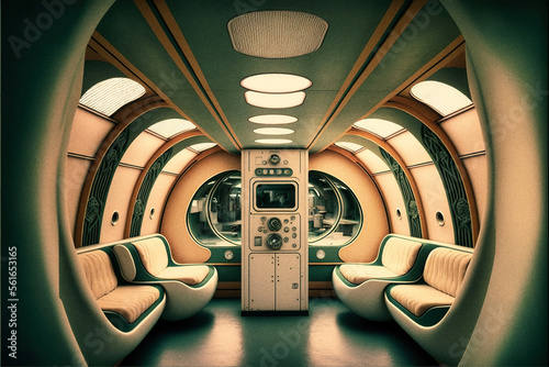 Fototapeta Naklejka Na Ścianę i Meble -  Interior of a 70s style spaceship