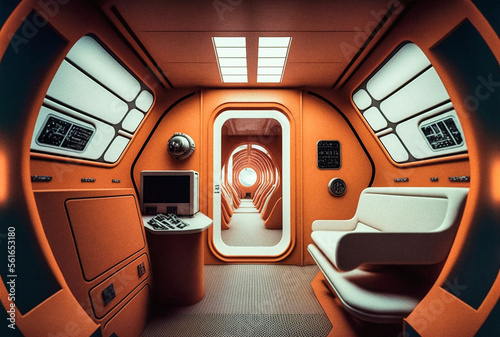 Fototapeta Naklejka Na Ścianę i Meble -  Interior of a 70s style spaceship