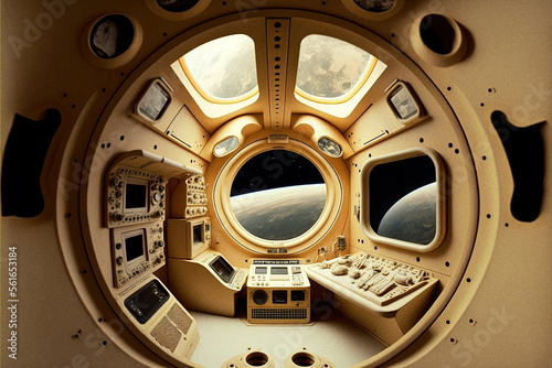 Fototapeta Naklejka Na Ścianę i Meble -  Interior of a 70s style spaceship
