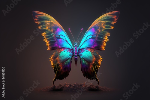 Neon psychic wave butterfly animal created with generative ai technology © Picture Office