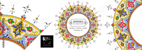 Mandala frame persian iranian arabic turkish islamic hindi indian tibetan traditional colorful vector modular pattern texture vintage ornate retro elegant ornamental borders frames floral ornament 05