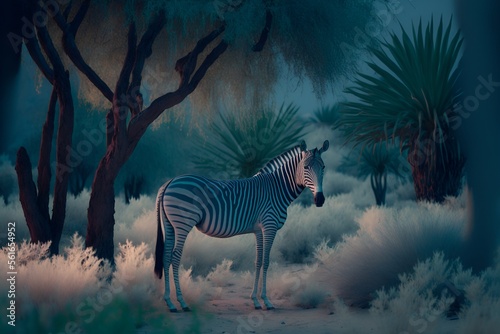 Zebra in the nature  Zebra  Safari  Generative AI