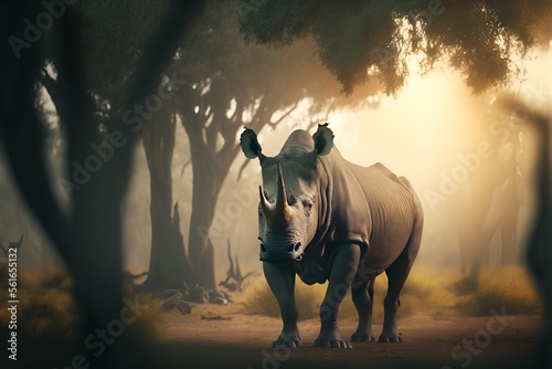 Rhino in the nature, Rhino, Safari, Generative AI © Melih