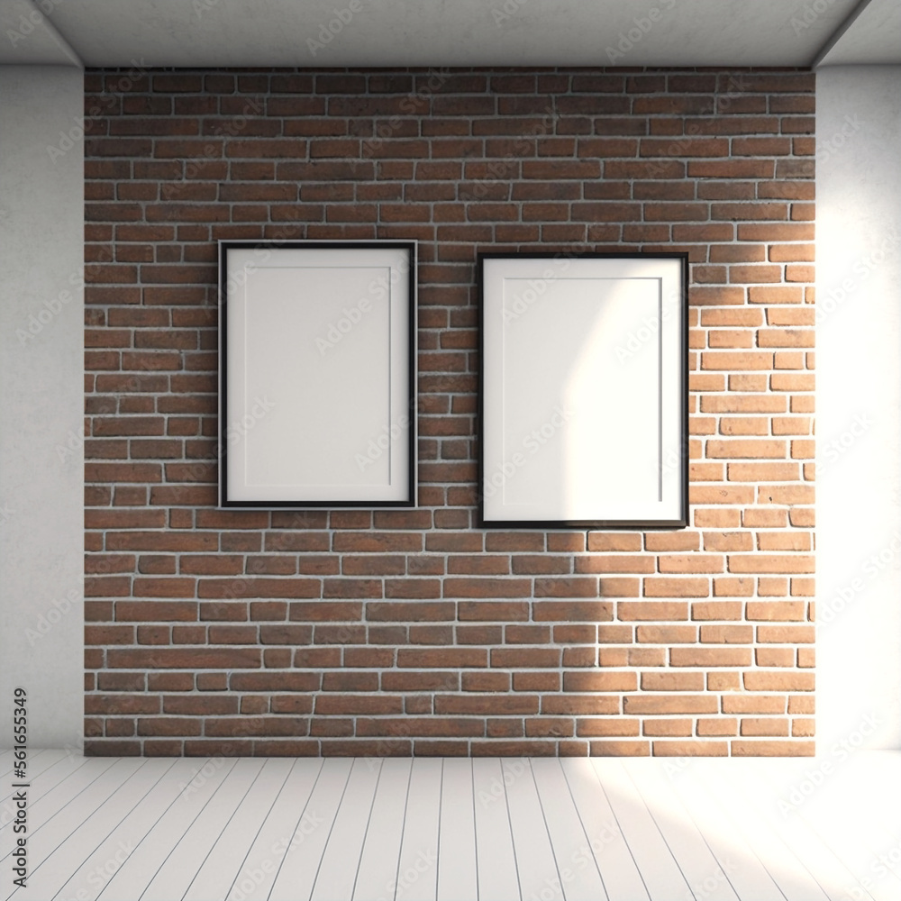 Frame mockup in interior. Cozy interior with empty poster frame. Mock up frame in home interior background, 3d render, mockup will help you create the perfect showcase for your art. Generative AI Frame mockup in interior. Cozy interior with empty poster frame. Mock up frame in home interior background, 3d render, mockup will help you create the perfect showcase for your art. Generative AI