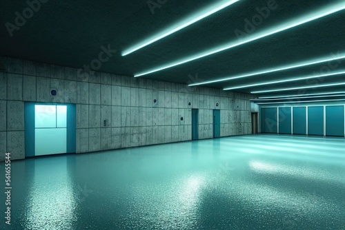 фотография A Modern Hexagonal Studio Garage with a Sci-Fi Futuristic Design, Generative AI