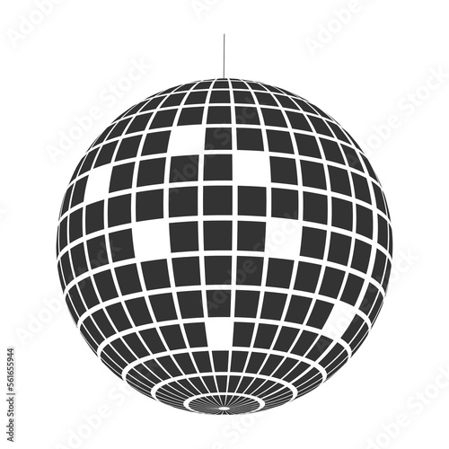 Disco ball icon. Shining nightclub party mirror sphere. Dance music event discoball. Retro mirrorball in 70s or 80s discotheque style isolated on white background. Vector illustration photo