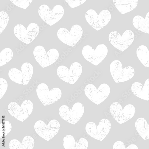 Vector seamless pattern with textured hearts. Cute design for fabric  wrapping  wallpaper for Valentine s Day.