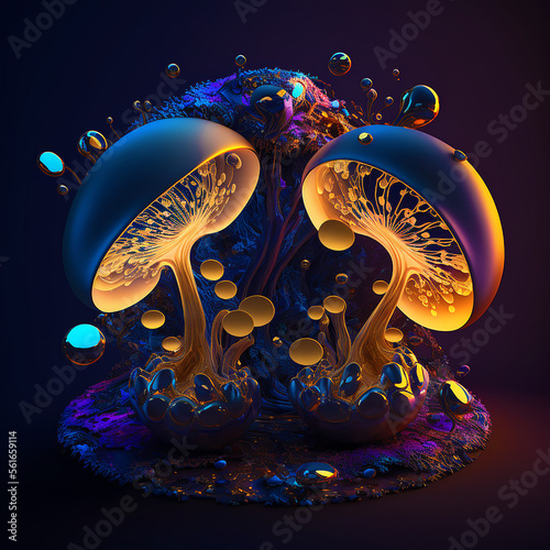 Magic Mushrooms' Sphere. AI Art. 