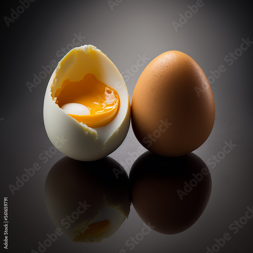an undercooked or hard-boiled egg with a yolk appearance. Close-up
