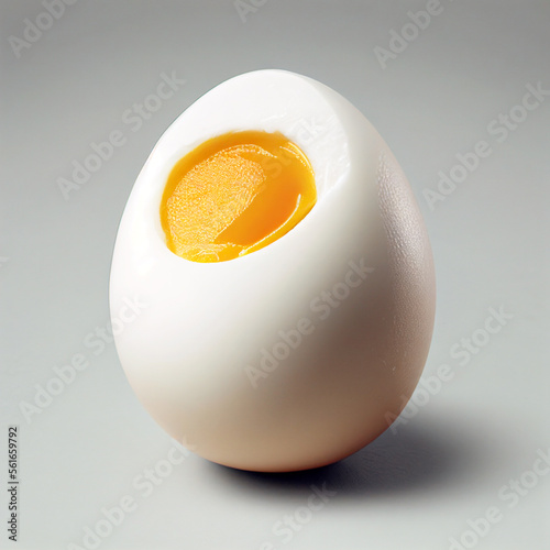 an undercooked or hard-boiled egg with a yolk appearance. Close-up