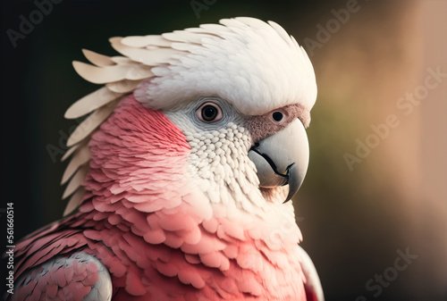 portrait of a pink and white parrot, generative ai © fotogestoeber