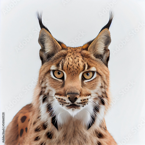Adult Iberian lynx isolated on white, Generative AI