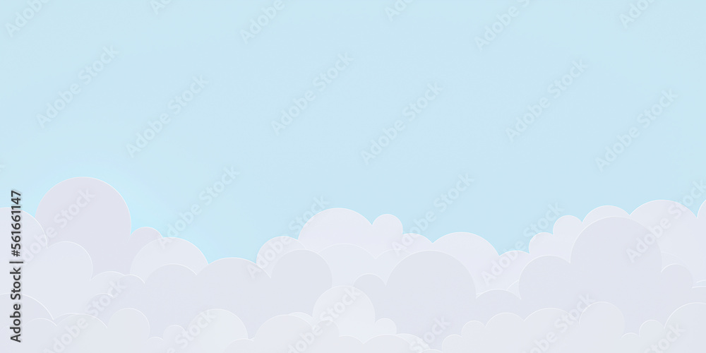sky and clouds background mid day stomach paper cut art 3D illustration