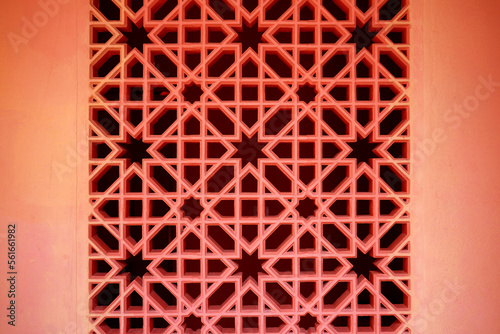 Arabic style mosque window, traditional Arabic style of architecture.