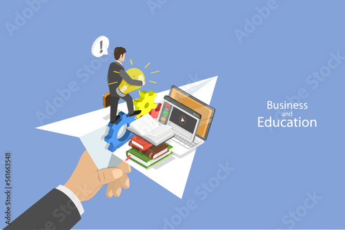 3D Isometric Flat Vector Conceptual Illustration of Educational Achievement, Way to Knowledge