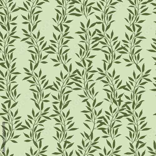 Fototapeta Naklejka Na Ścianę i Meble -  Leaves and branches repeat pattern. Floral pattern design. Botanical tile. Good for prints, wrappings, textiles and fabrics.