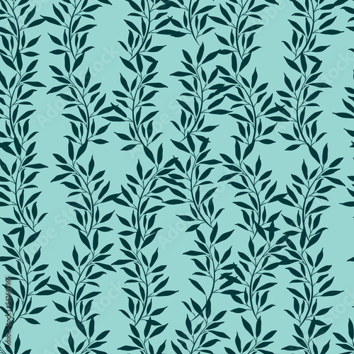 Leaves and branches repeat pattern. Floral pattern design. Botanical tile. Good for prints, wrappings, textiles and fabrics.